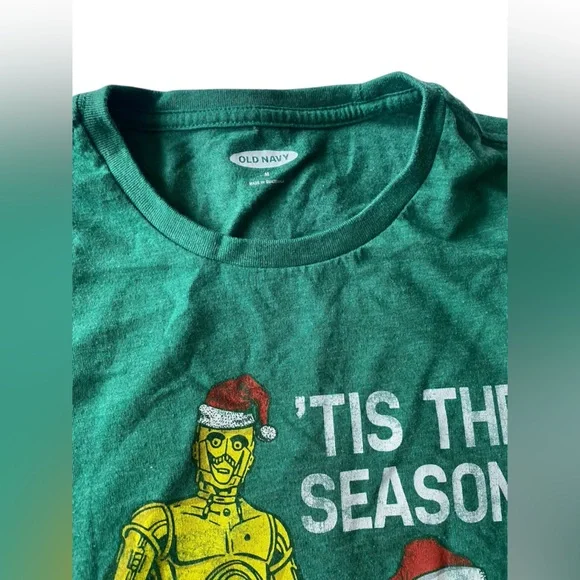 Old Navy Green Star Wars R2D2 Graphic “‘Tis the Season” Christmas T-Shirt - Picture 3 of 4